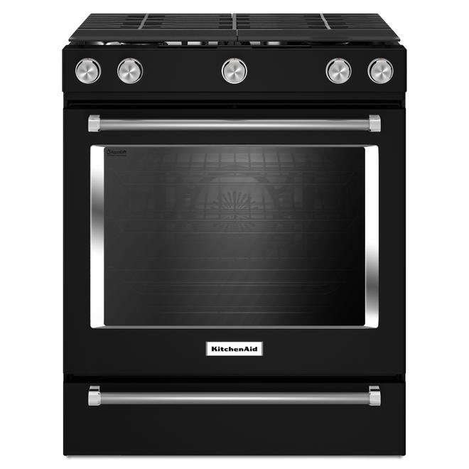 KitchenAid KSGG700EBL 5.8 cu. ft. 5Burner Gas SlideIn Convection