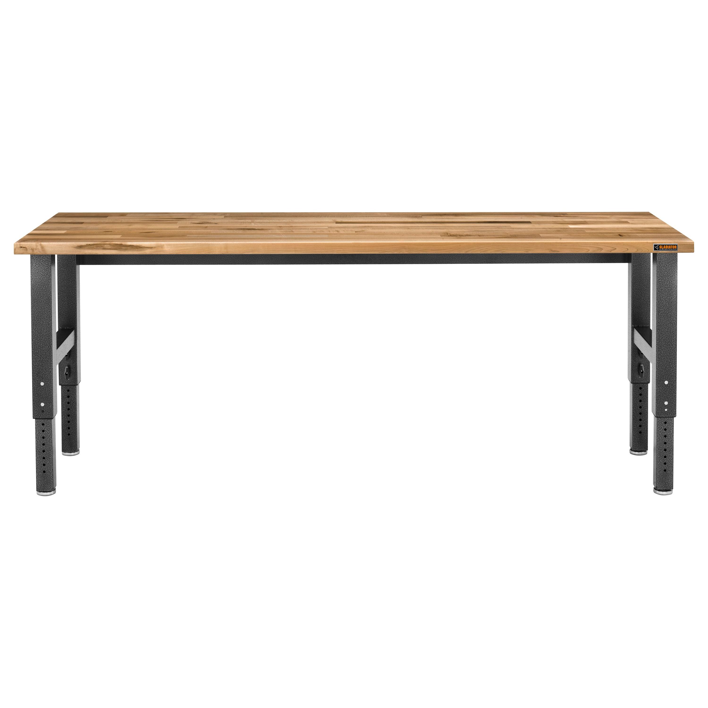 Gladiator 8 ft. Hardwood Top Adjustable Height Workbench in Hammered Granite