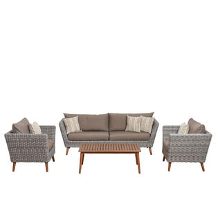 Amazonia Greece 4 Piece Eucalyptus Patio Conversation Set With