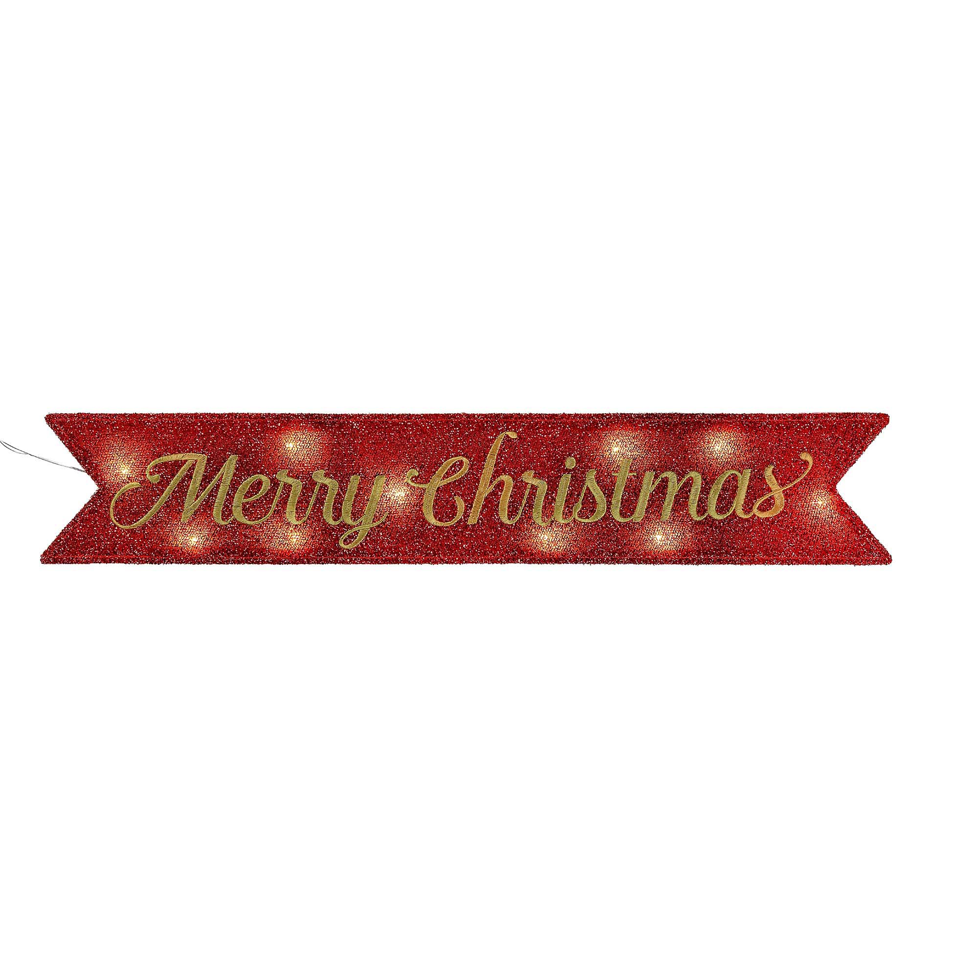 Mr Christmas Inc Lighted Merry Christmas Banner- Red - Seasonal - Christmas - Indoor Decor