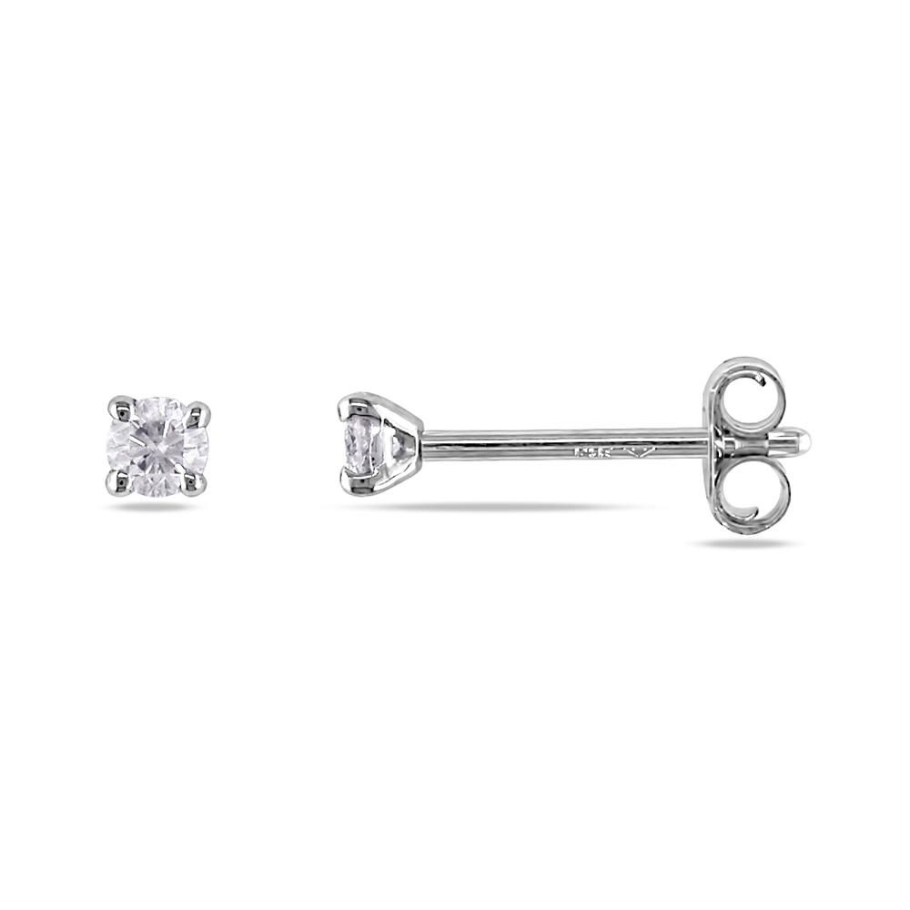 1/10 CT &#8220;Martini" Style 4-Prong Solitaire Earrings Set in 14K White Gold (GH SI1-SI2)