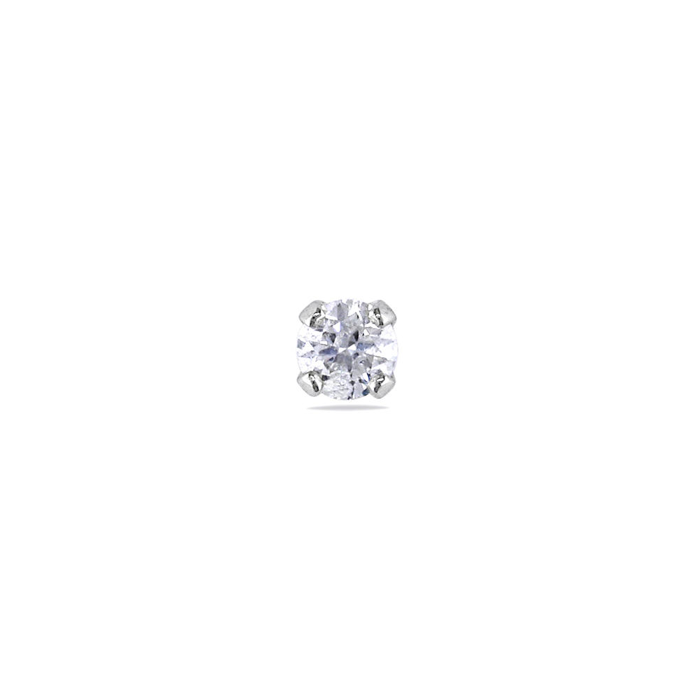 1/10 CT Diamond Solitaire Single Stud Earring in 14K White Gold