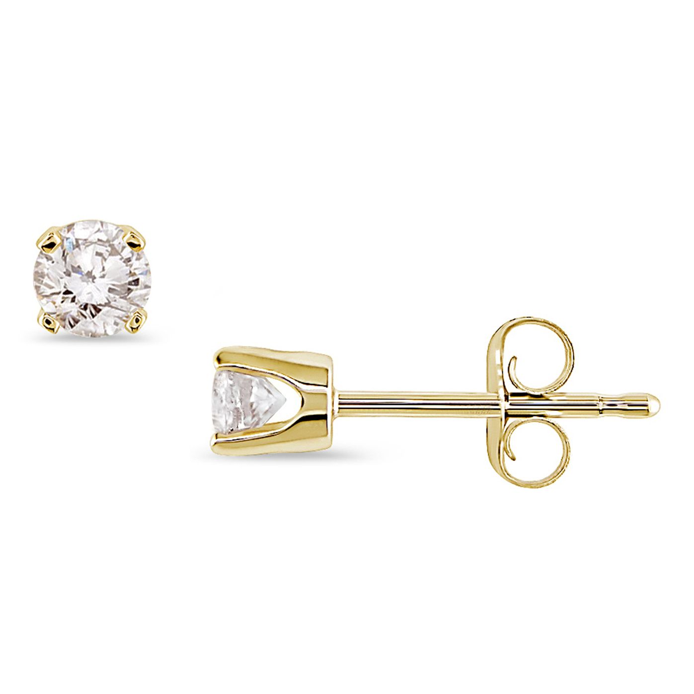 1/3 CT Solitaire Earrings Set in 14K Yellow Gold (J-K I2-I3)