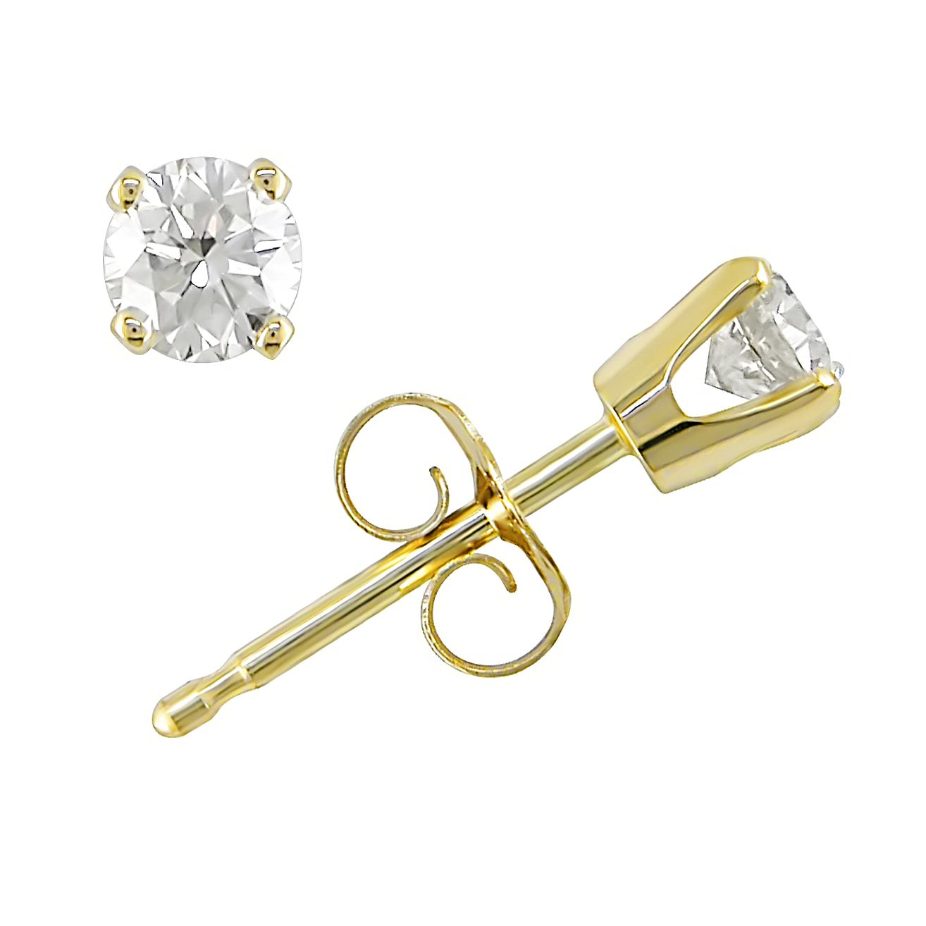1/4 CT Round Diamond Stud Earrings Set in 14k Yellow Gold (J-K  I2-I3)