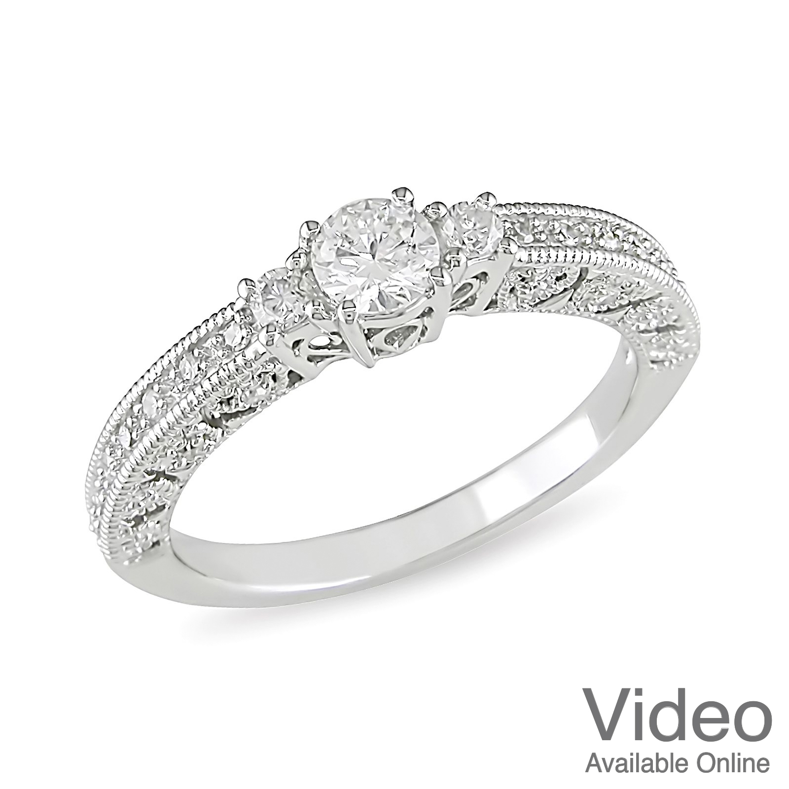 1/2 CTTW Diamond Engagement Ring in 10k White Gold