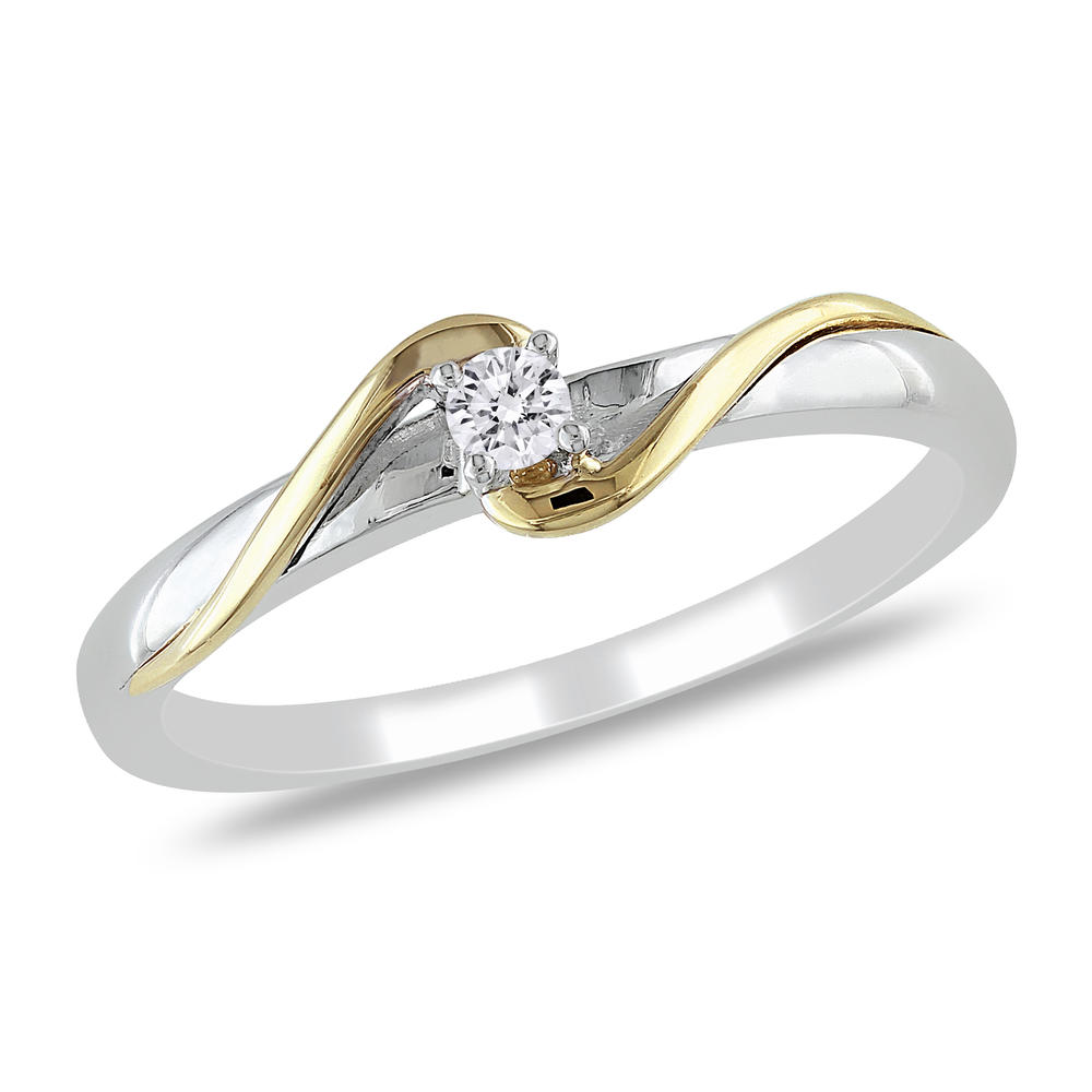 0.06 Cttw. 10k White Yellow Gold Diamond Engagement Ring (G-H I2-I3)