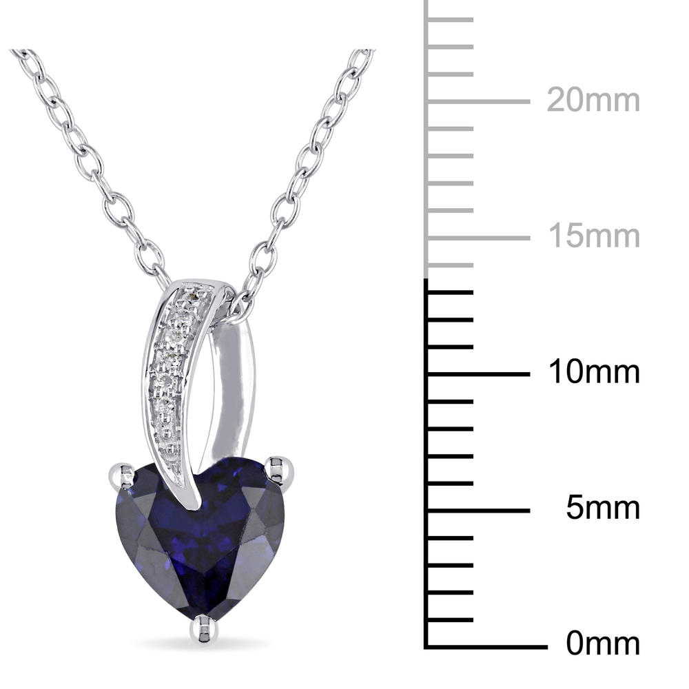 Women's 1 7/8 ct. Created Sapphire Heart Pendant With Sterling Silver Chain