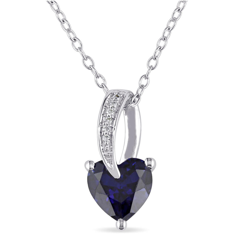 Women's 1 7/8 ct. Created Sapphire Heart Pendant With Sterling Silver Chain