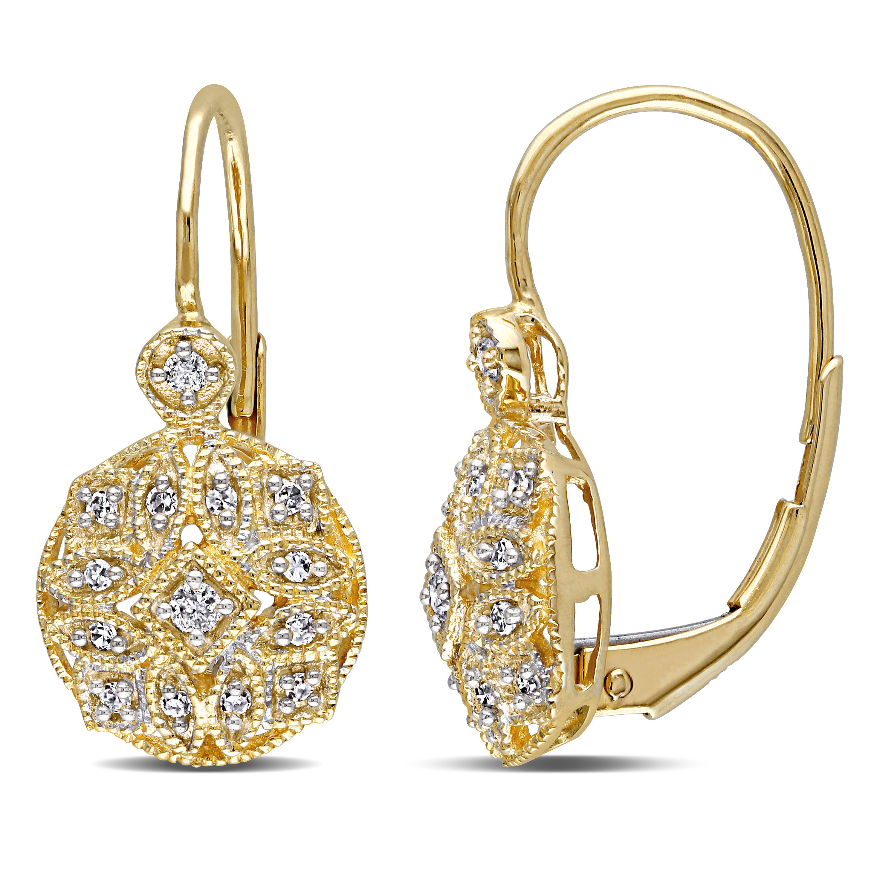 0.14 CTTW 14k Yellow Gold Diamond Leverback Earrings (G-H, I1-I2)