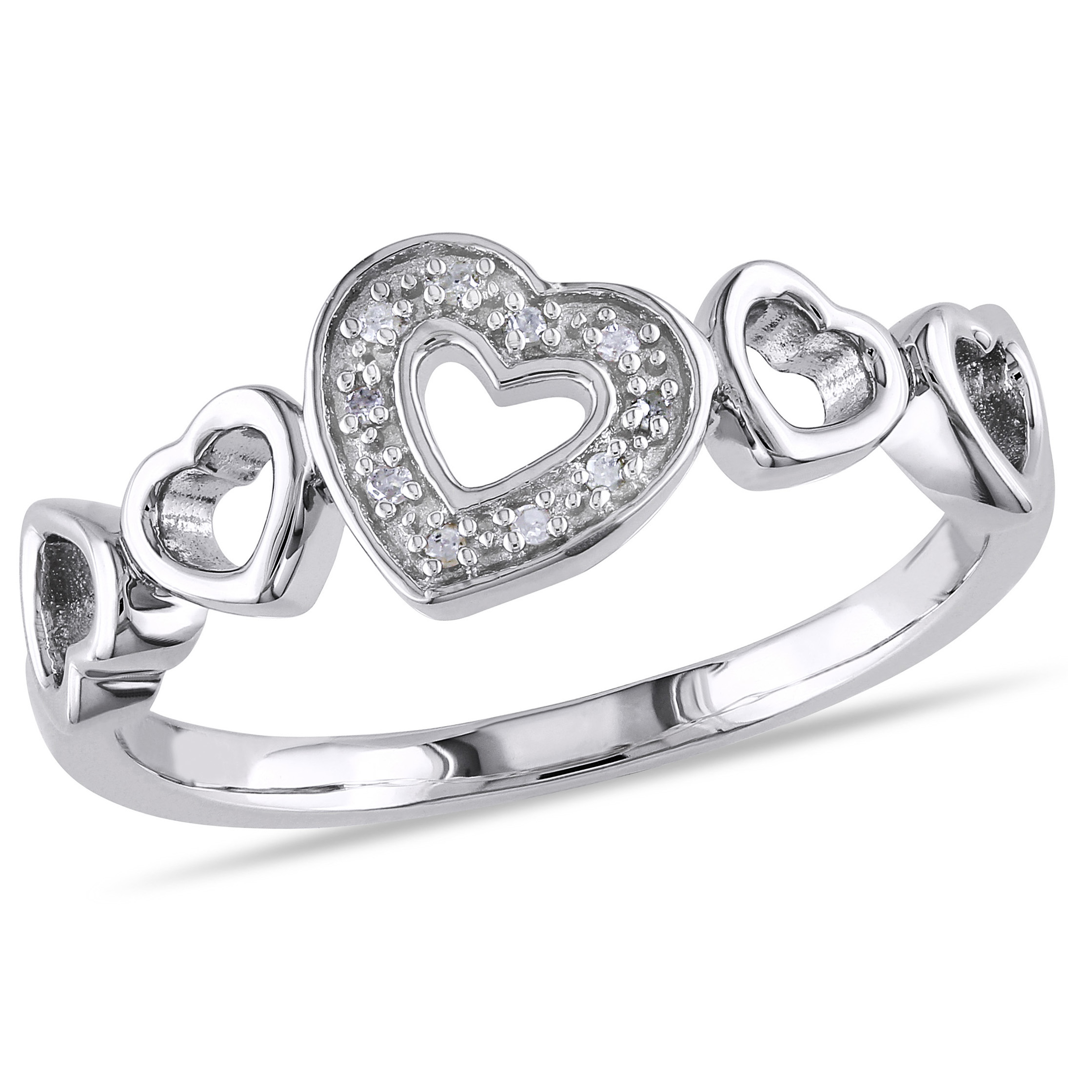 0.03 CTTW 10k White Gold Diamond Heart Ring (G-H, I2-I3)
