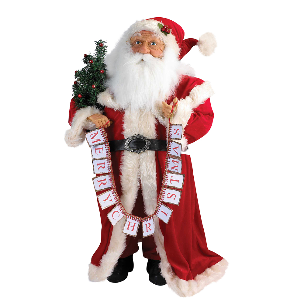 36 in. Standing Santa with Merry Christmas Banner