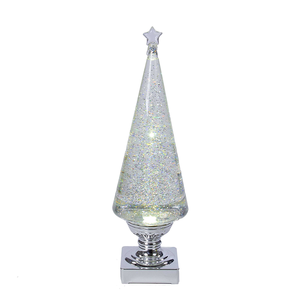 14 in. Battery-Operated Clear and Silver Lava Light Tree