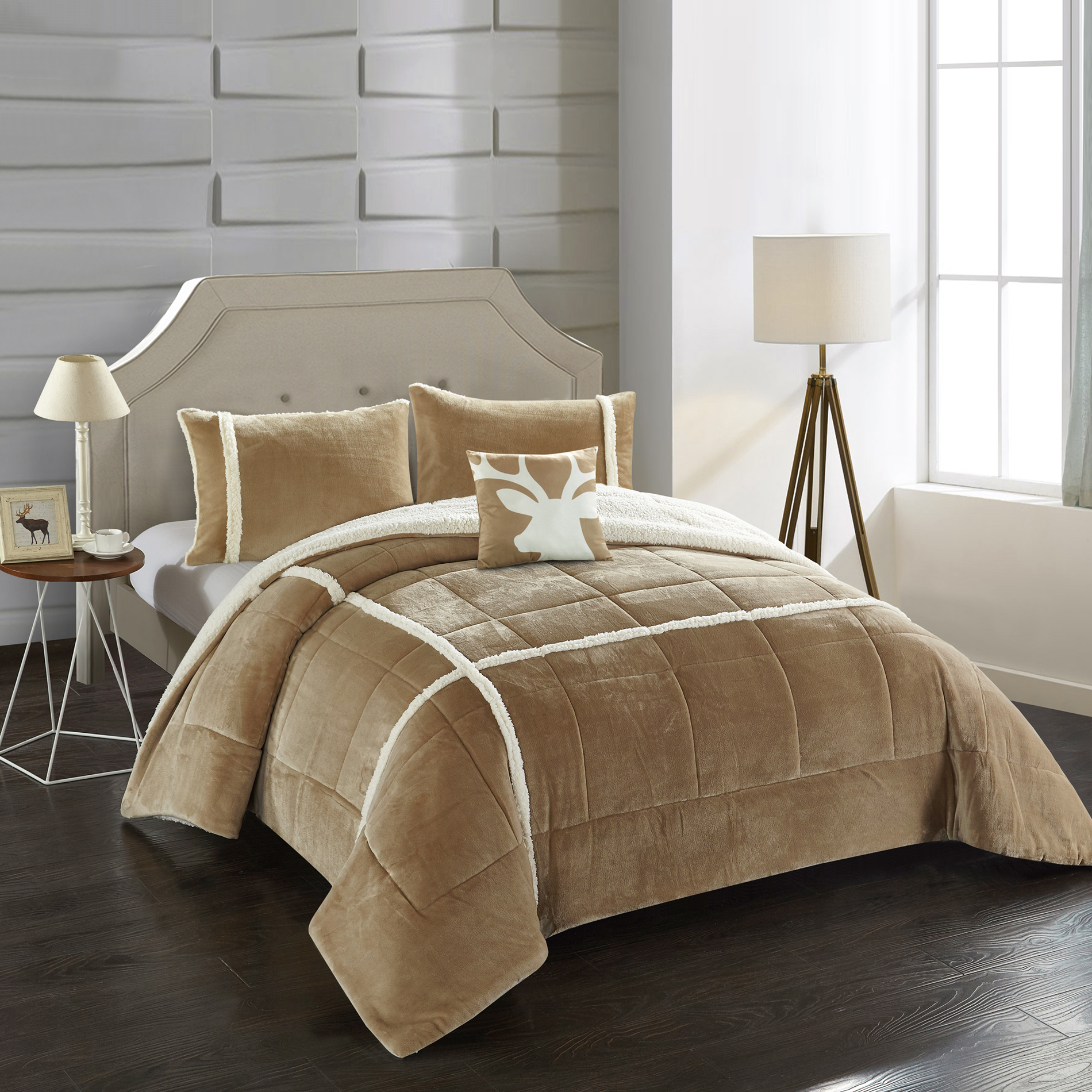 4pc. Sherpa Comforter Set Tan Shop Your Way Online Shopping & Earn