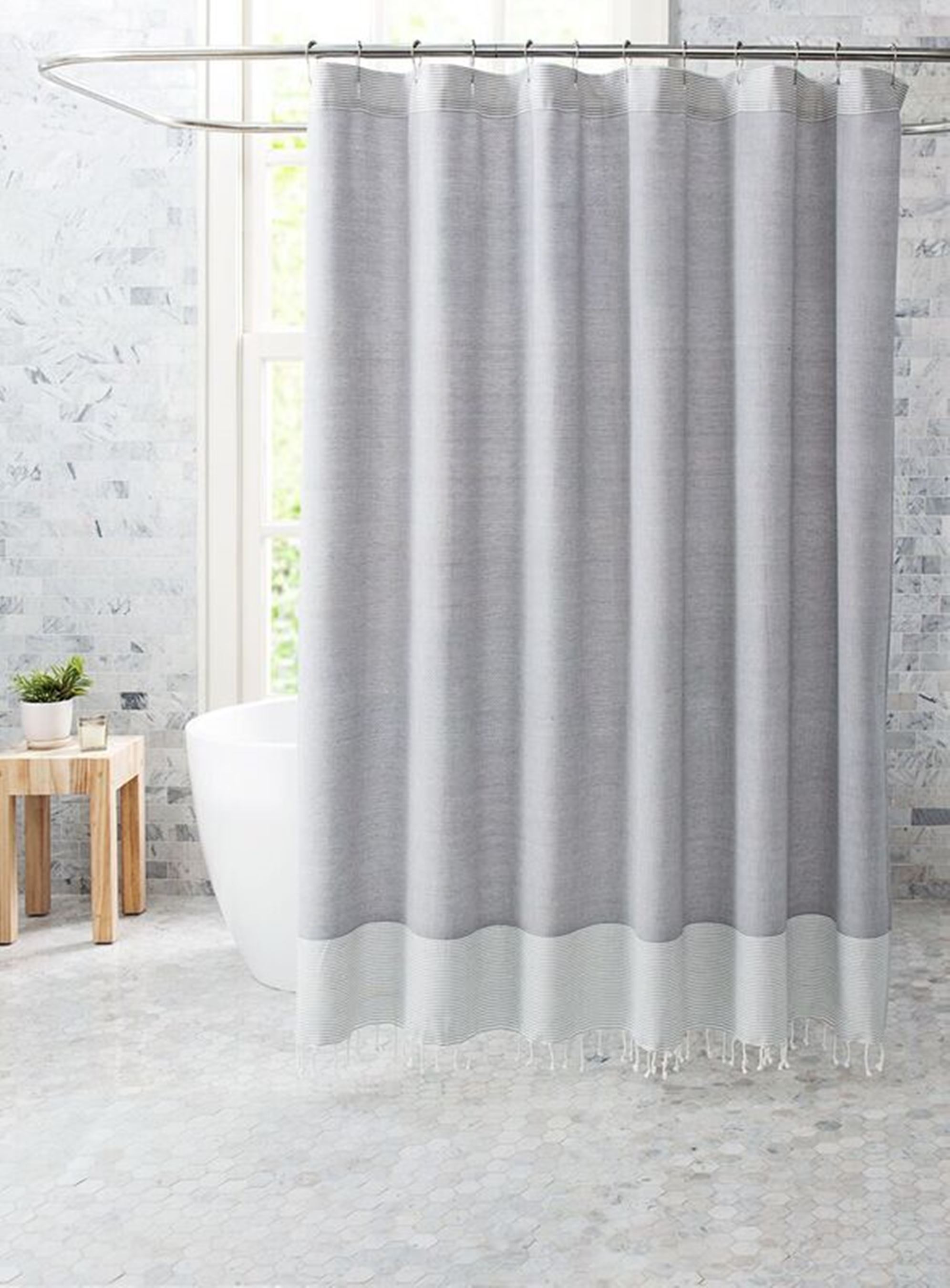 Essential Home Fringe Shower Curtain Grey Fringe Home