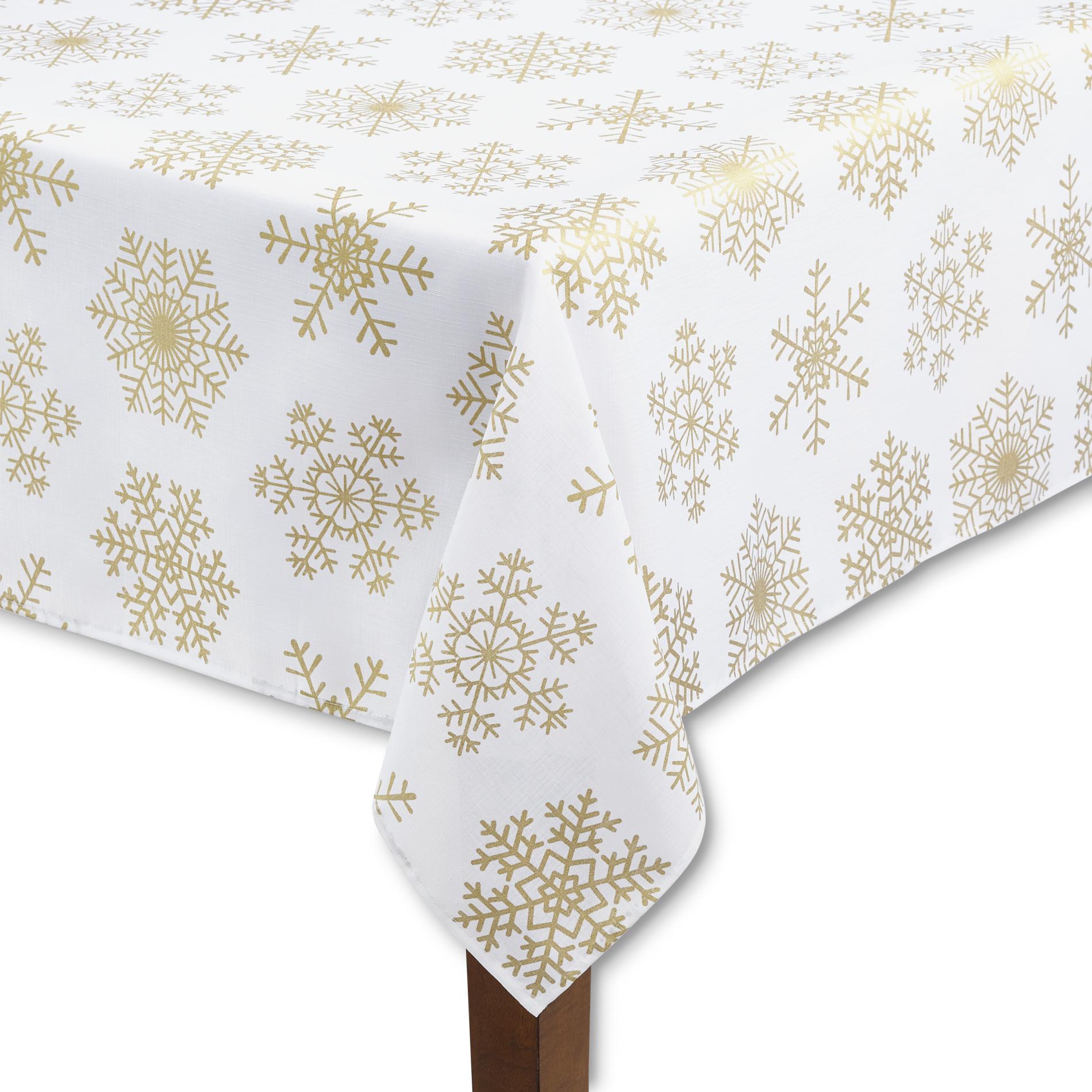 Jaclyn Smith Holiday Fabric Tablecloth - Snowflake | Shop Your Way