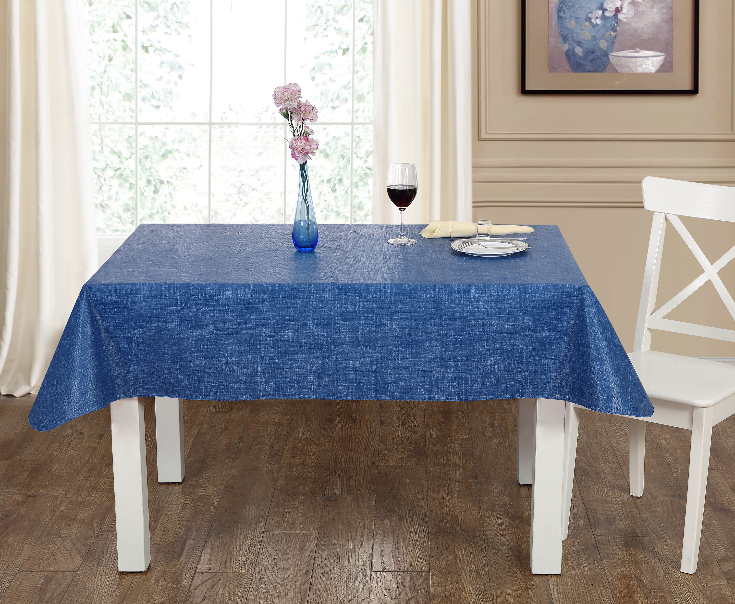 Essential Home PEVA Tablecloth &#8211; Blue