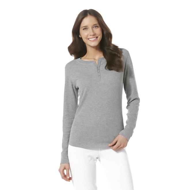 Hanes Womens Thermal Henley Shirt