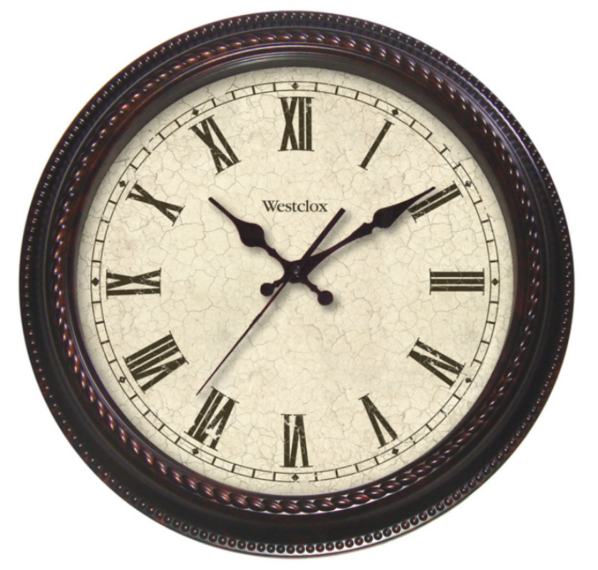 Westclox 20 Inch Round Marbled Case Roman Numeral Wall Clock