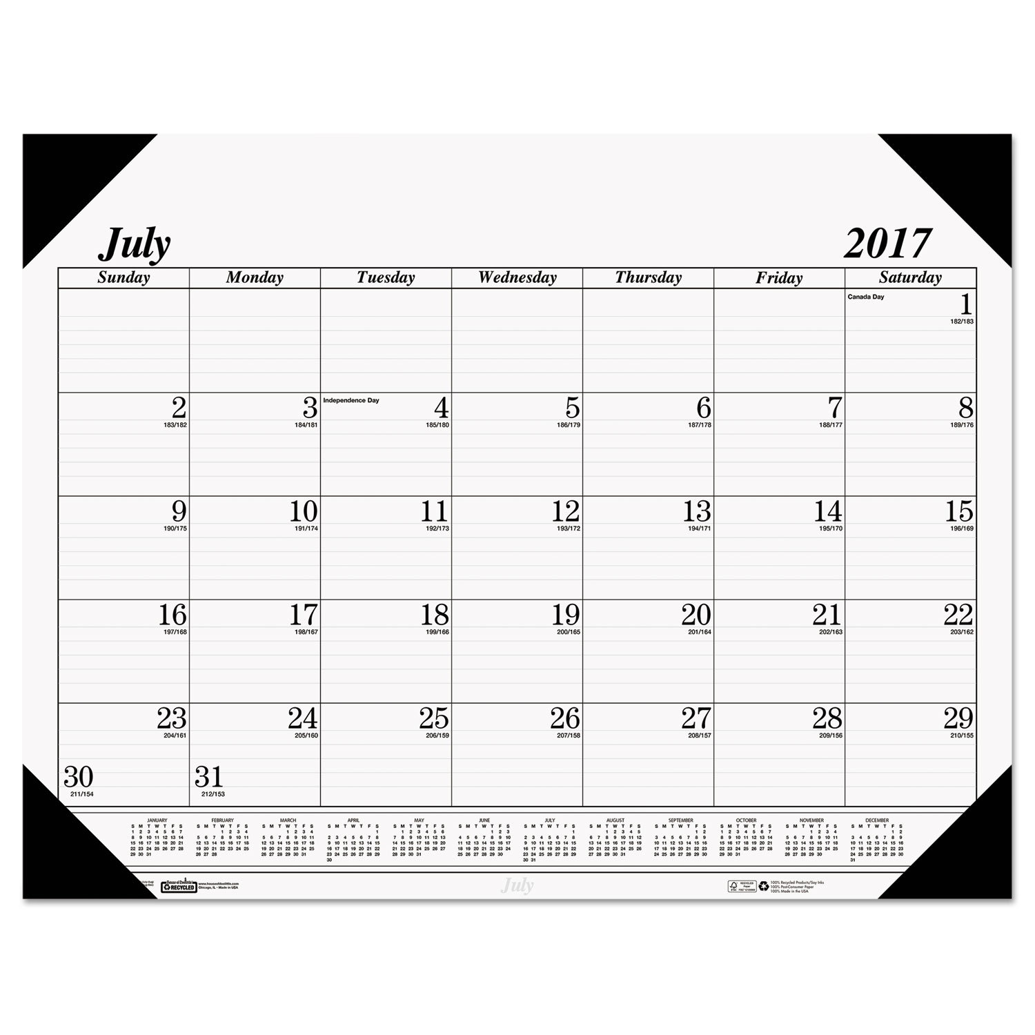 House of Doolittle HOD12502 &#8482; Recycled Economy 14-Month Academic Desk Pad Calendar, 22 x 17, 2017-2018