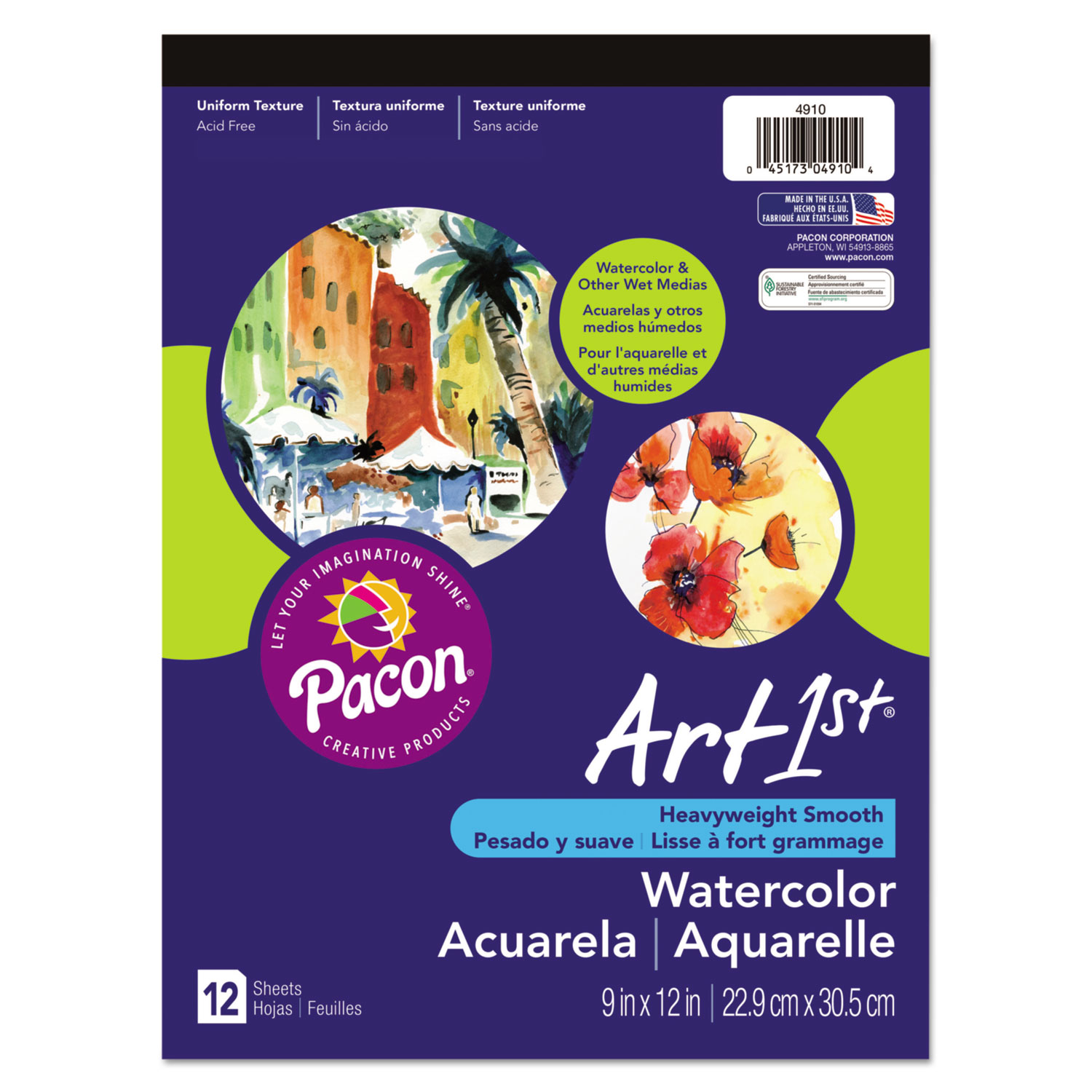 Pacon Artist Watercolor Paper Pad, 9 x 12, White, 12 Sheets