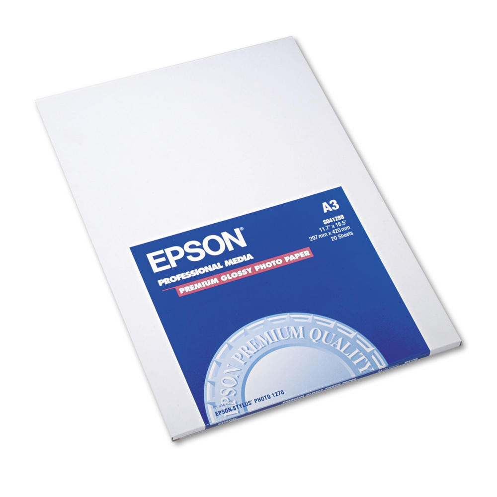 Epson Premium Photo Paper, 68 lbs., High-Gloss, 11-3/4 x 16-1/2, 20 Sheets/Pack