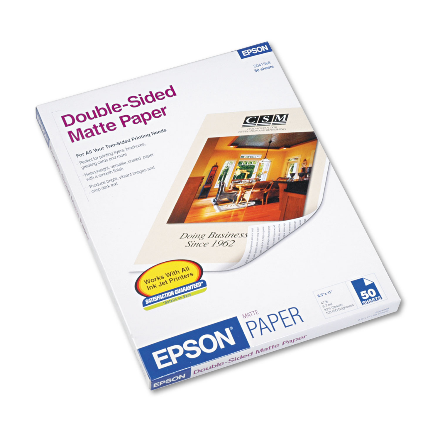Epson Premium Matte Presentation Paper, 45 lbs., 8-1/2 x 11, 50 Sheets/Pack