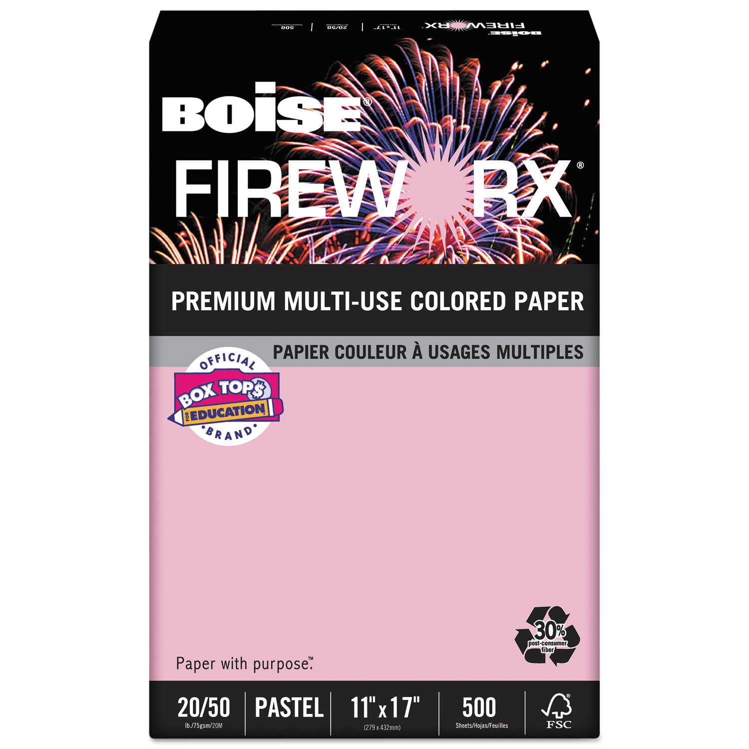 UPC 842356056153 product image for FIREWORX COLORED PAPER, 20LB, 11 X 17, POWDER PINK, 500 SHEETS/REAM | upcitemdb.com
