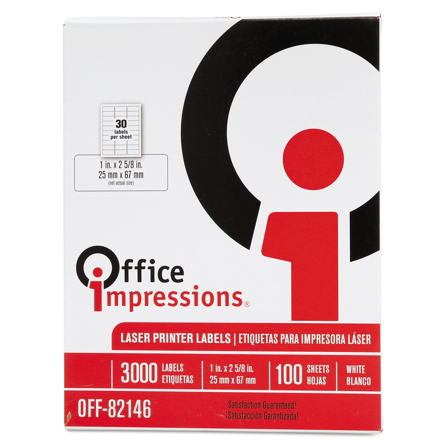 Office Impressions Laser Computer Labels- 1 x 2-5/8- White- 3000/Box Office Impressions Laser Computer Labels- 1 x 2-5/8- White- 3000/Box