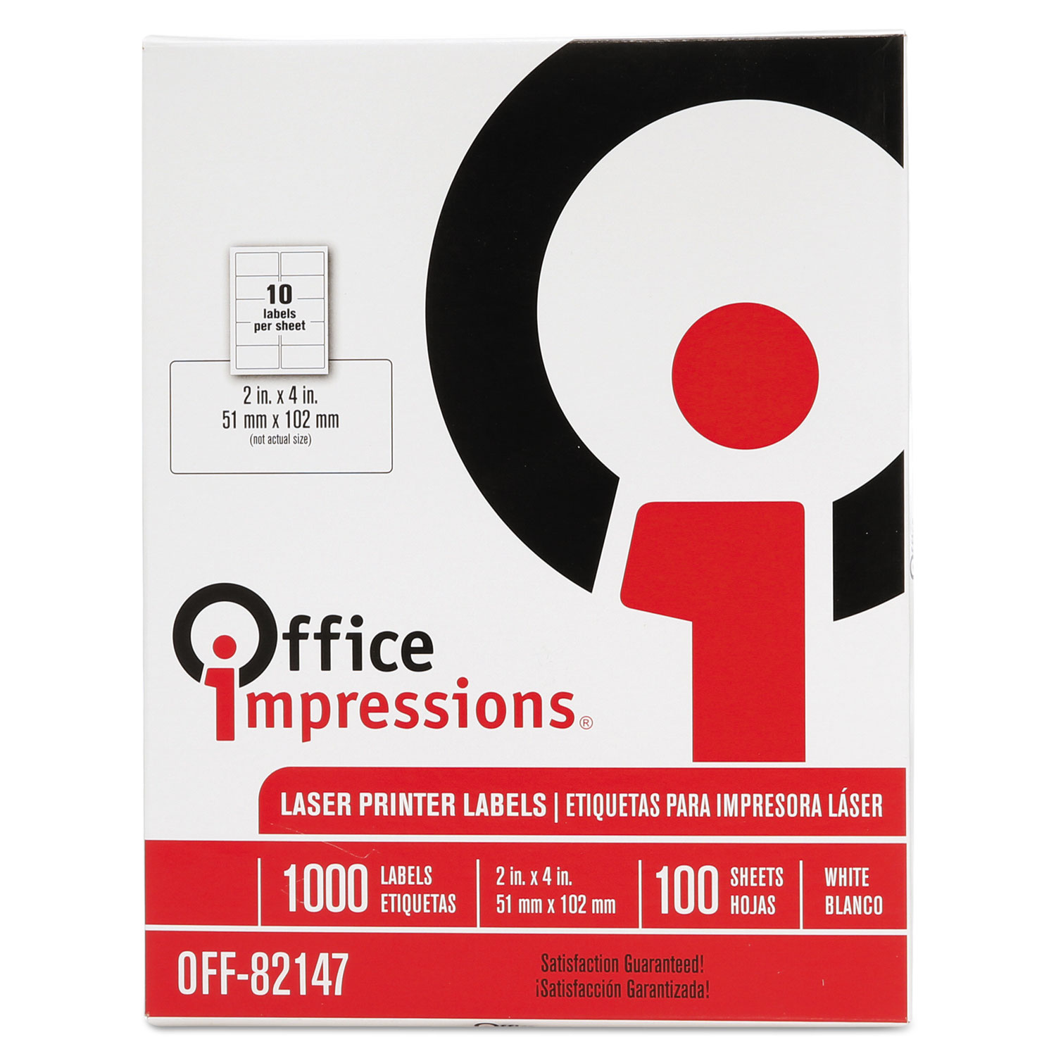 Office Impressions Laser Computer Labels- 2 x 4- White- 1000/Box Office Impressions Laser Computer Labels- 2 x 4- White- 1000/Box