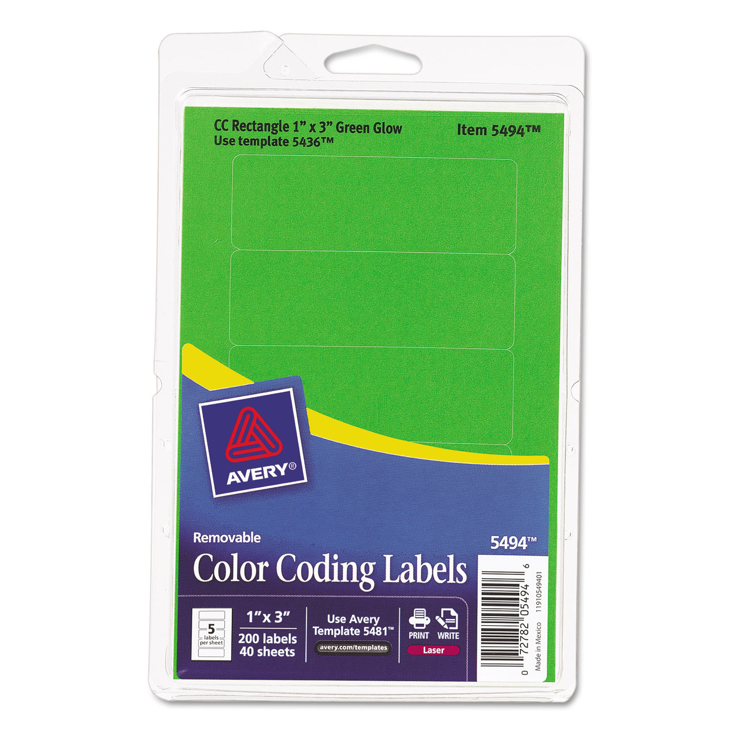 UPC 072782054946 Avery Print or Write Rectangular ColorCoding Labels