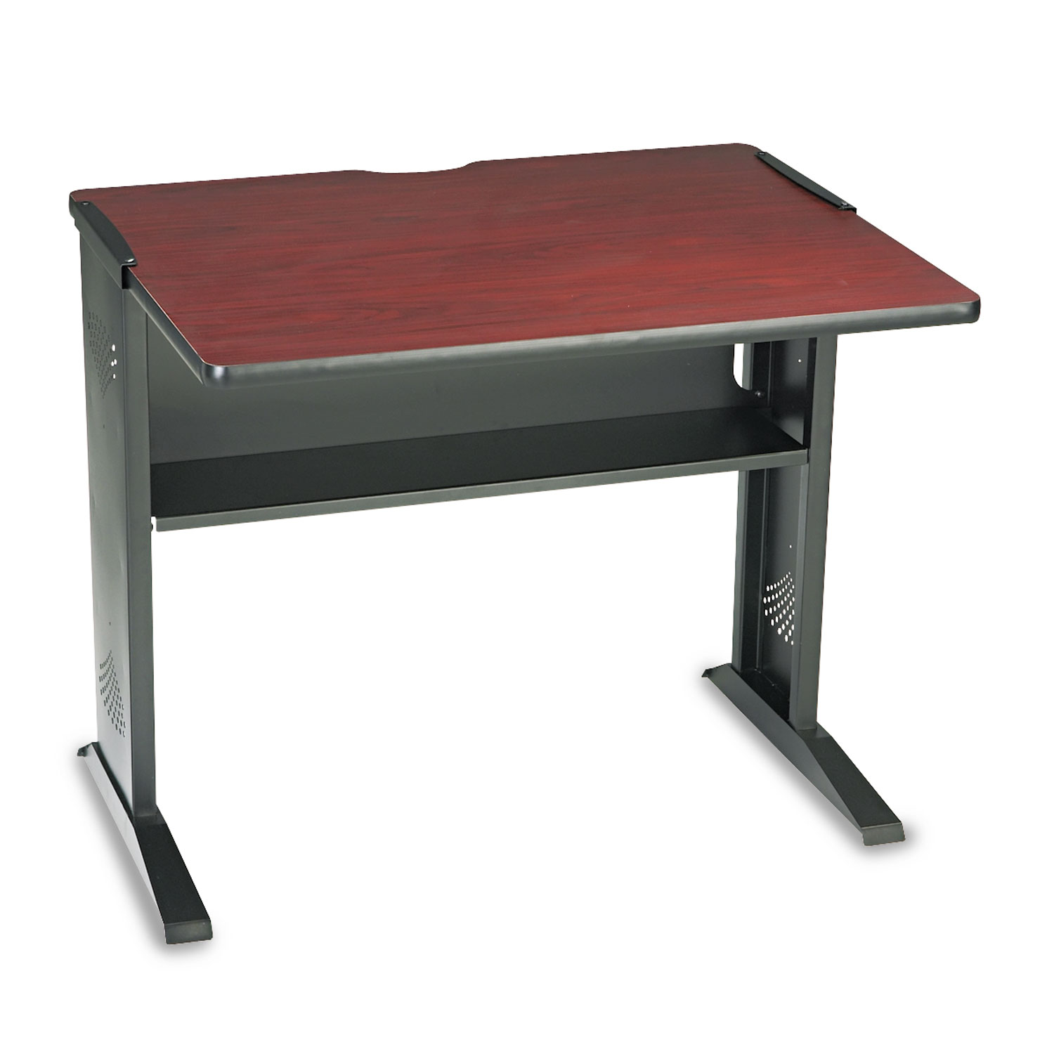 Safco Computer Desk W/ Reversible Top- 35-1/2w x 28d x 30h- Mahogany/Medium Oak/Black- Brown Safco Computer Desk W/ Reversible Top- 35-1/2w x 28d x 30h- Mahogany/Medium Oak/Black- Brown