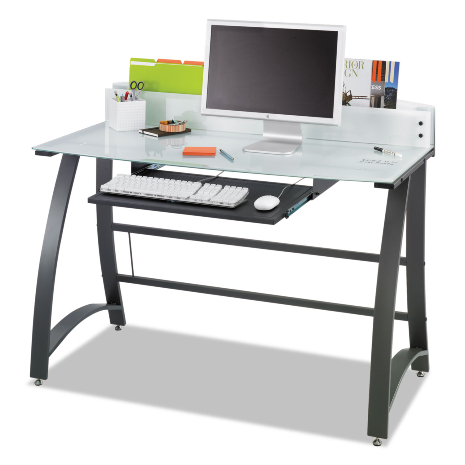 Safco Xpressions Computer Workstation- 47w x 23d x 37h- Frosted/Black Safco Xpressions Computer Workstation- 47w x 23d x 37h- Frosted/Black