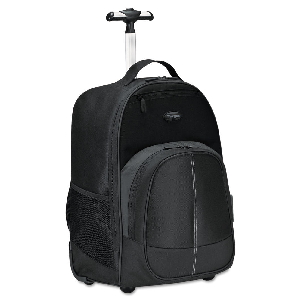 Targus Compact Rolling Backpack, 19 1/3 X 7 1/2 X 13 4/10, Polyester, Black