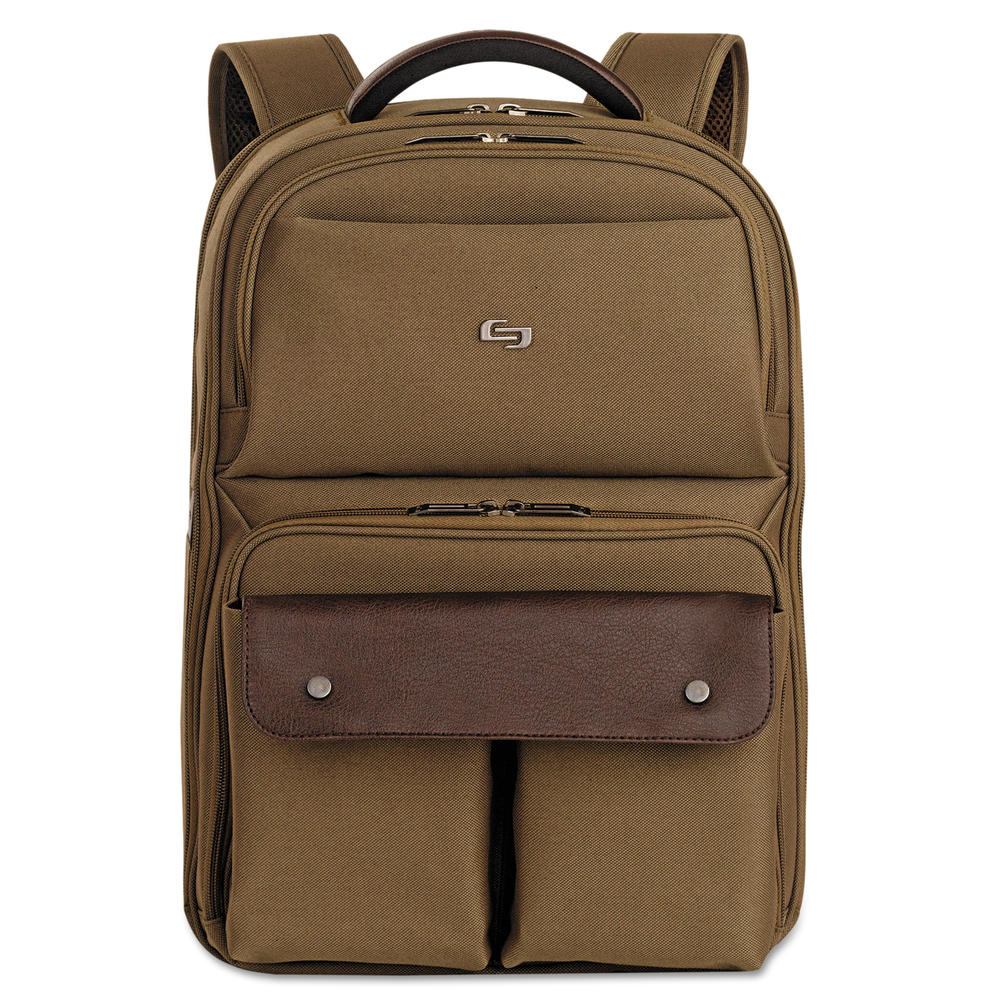 Executive Laptop Backpack, 15.6", 11 1/2 X 4 1/4 X 18 1/8, Khaki/brown