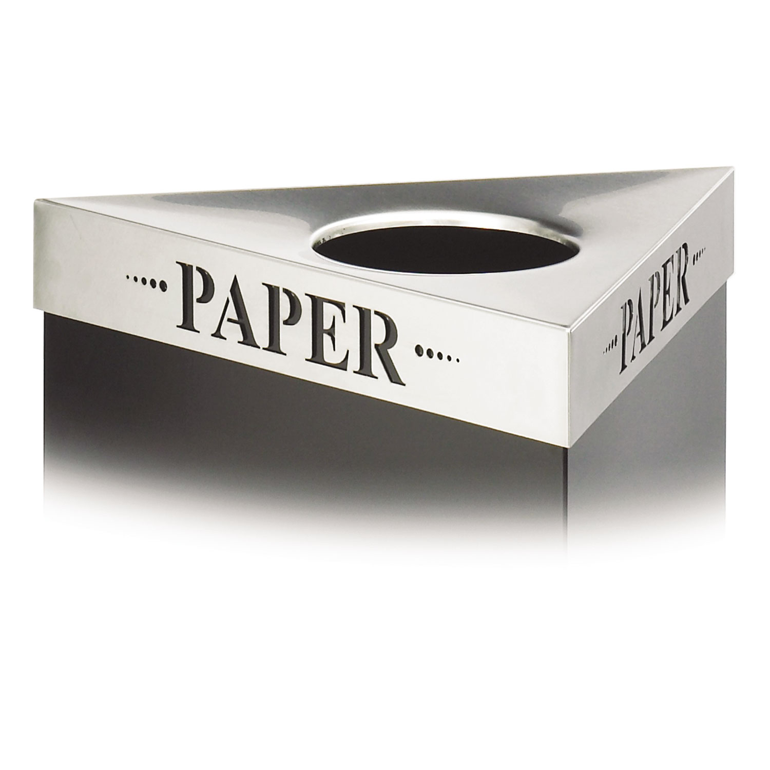 Safco SAF9560PA  Trifecta Waste Receptacle Lid, Laser Cut "PAPER" Inscription, Stainless Steel