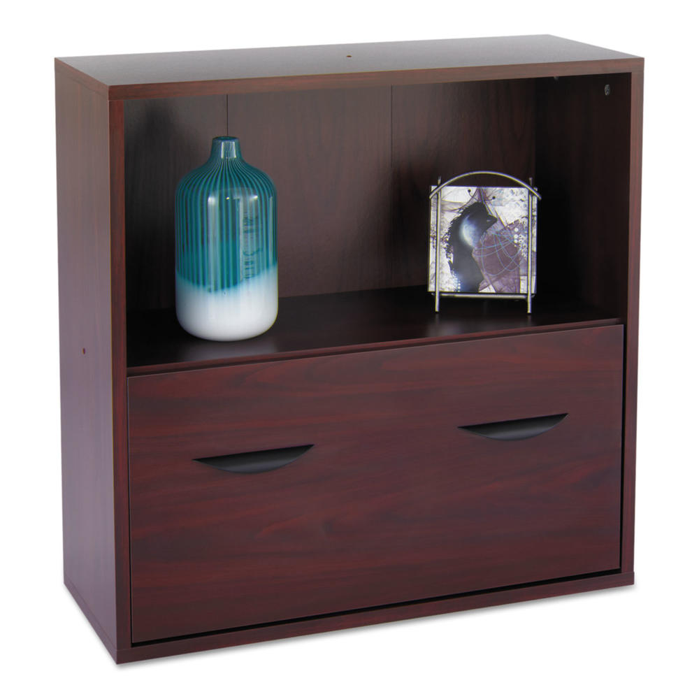 Safco  Apr&#232;s File Drawer Cabinet With Shelf, 29 3/4w x 11 3/4d x 29 3/4h, Mahogany