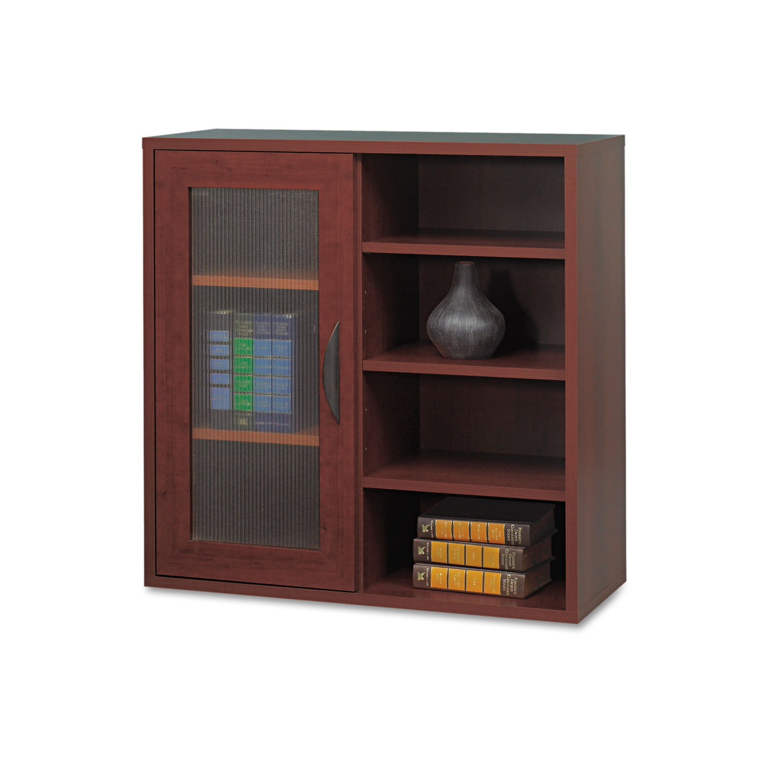 Safco Apr&#232;s Single-Door Cabinet w/Shelves, 29-3/4w x 11-3/4d x 29-3/4h, Mahogany
