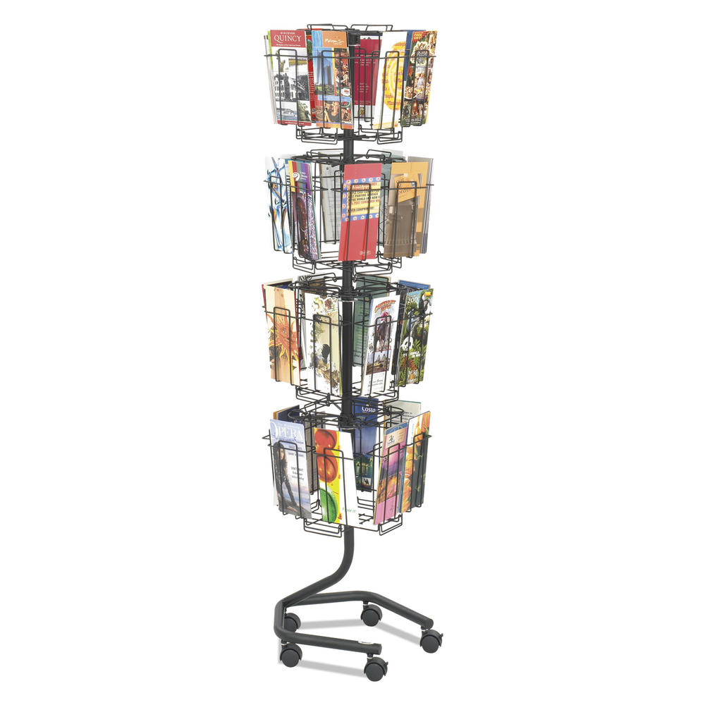 Safco SAF4128CH Wire Rotary Display Racks, 32 Compartments, 15w x 15d x 60h, Charcoal