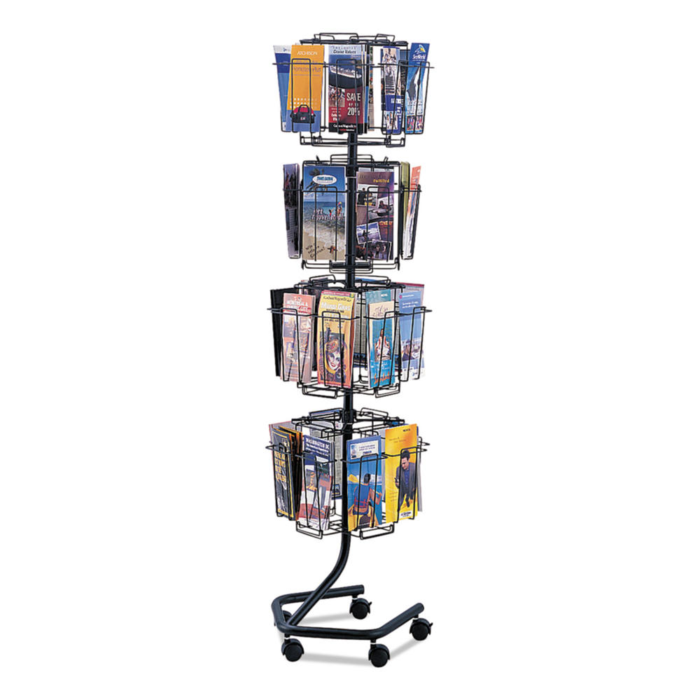Safco SAF4128CH Wire Rotary Display Racks, 32 Compartments, 15w x 15d x 60h, Charcoal