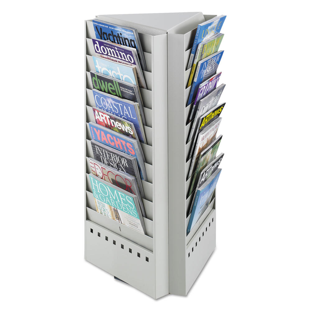 Safco SAF4326GR Steel Rotary Brochure Rack, 33 Compartments, 17-1/4w x 15d x 30-1/4h, Gray