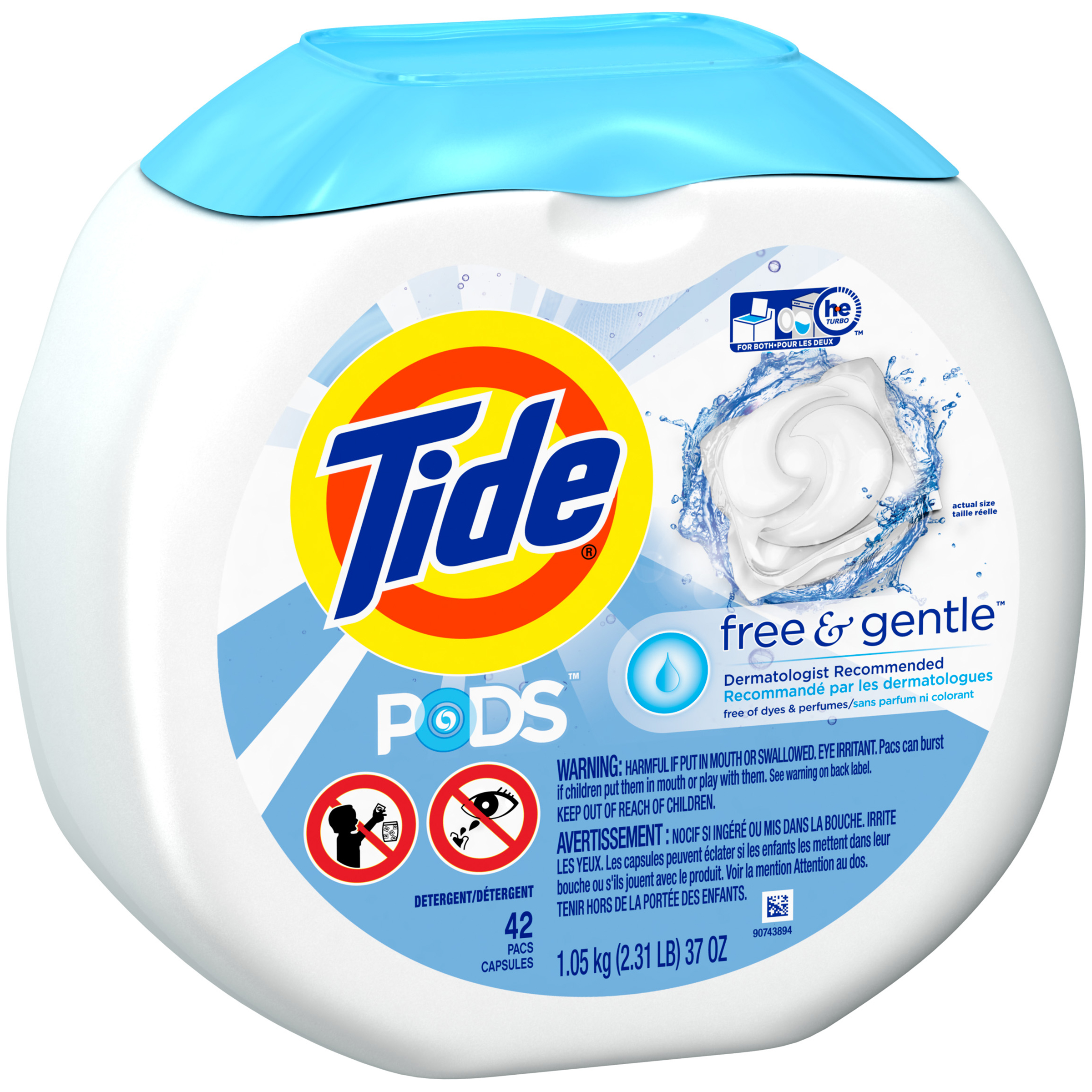 Tide PODS Free & Gentle Laundry Detergent, Unscented, 42 count