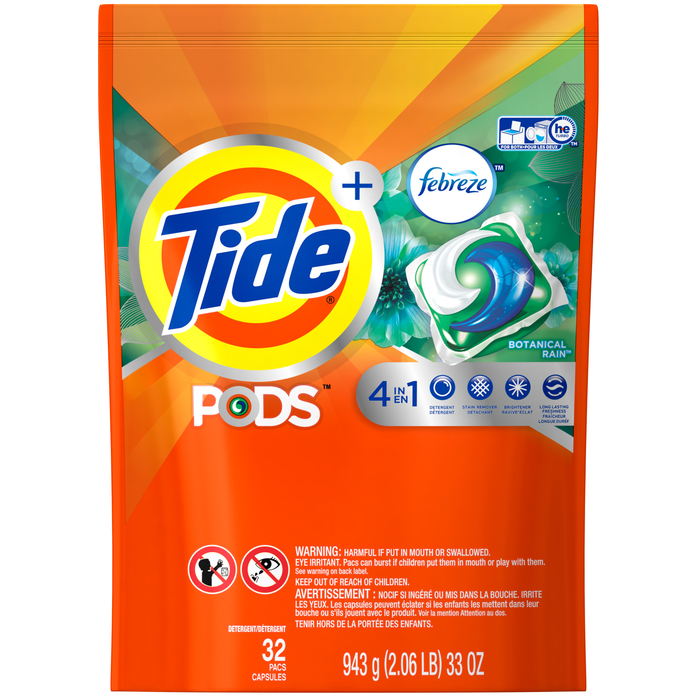 Tide PODS Plus Febreze Odor Defense Laundry Detergent Pacs, Botanical