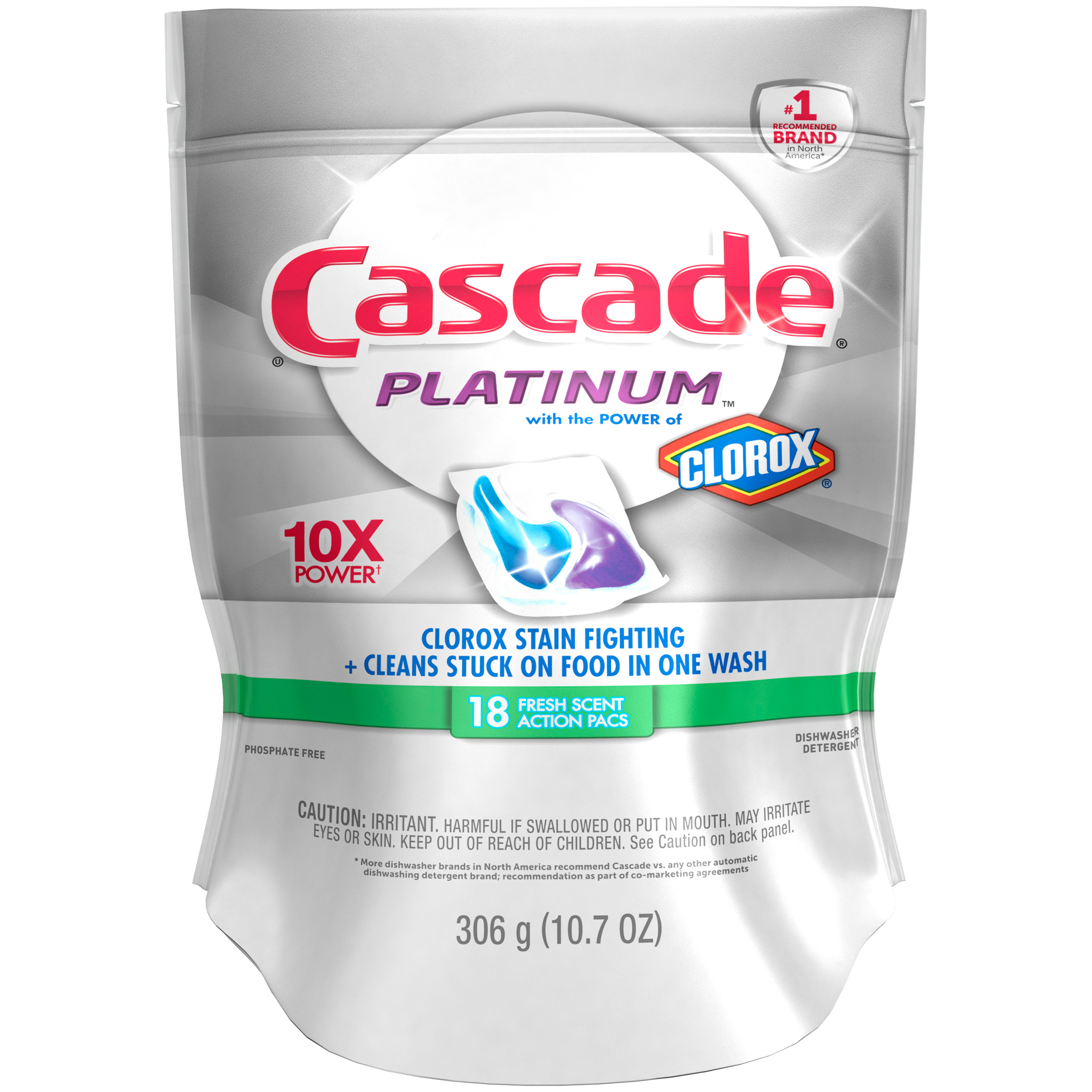 Cascade Platinum ActionPacs With The Power Of Clorox Dishwasher