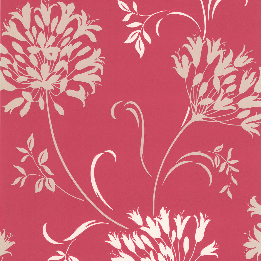 Nerida Pink Floral Silhouette Wallpaper