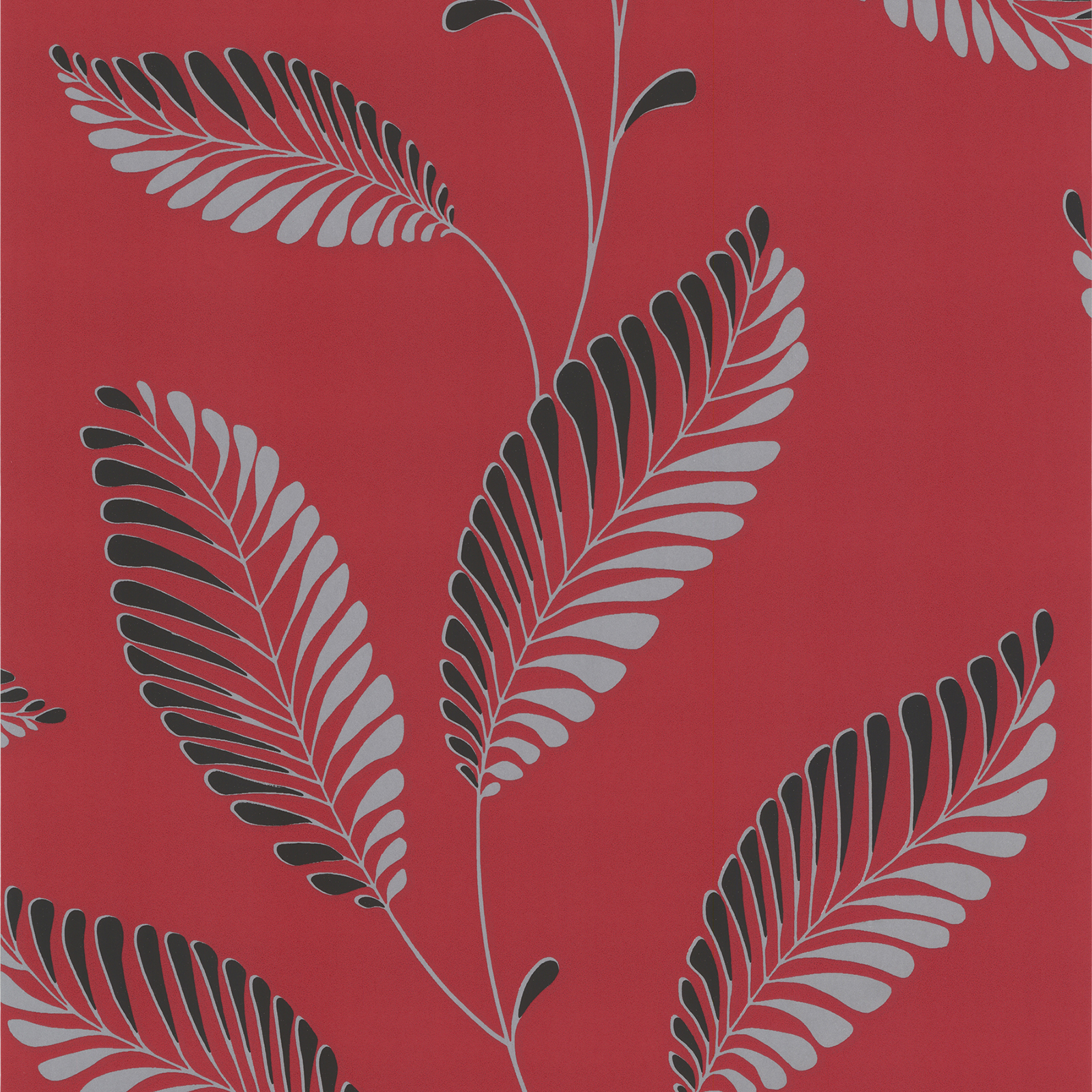 Aubrey Red Modern Leaf Trail Wallpaper