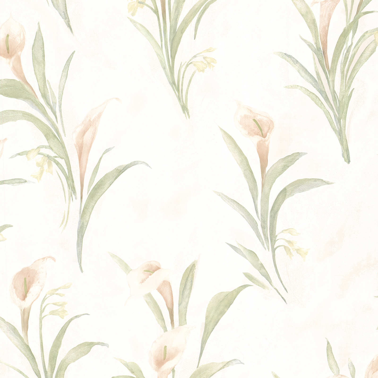 Edith Peach Satin Lily Wallpaper