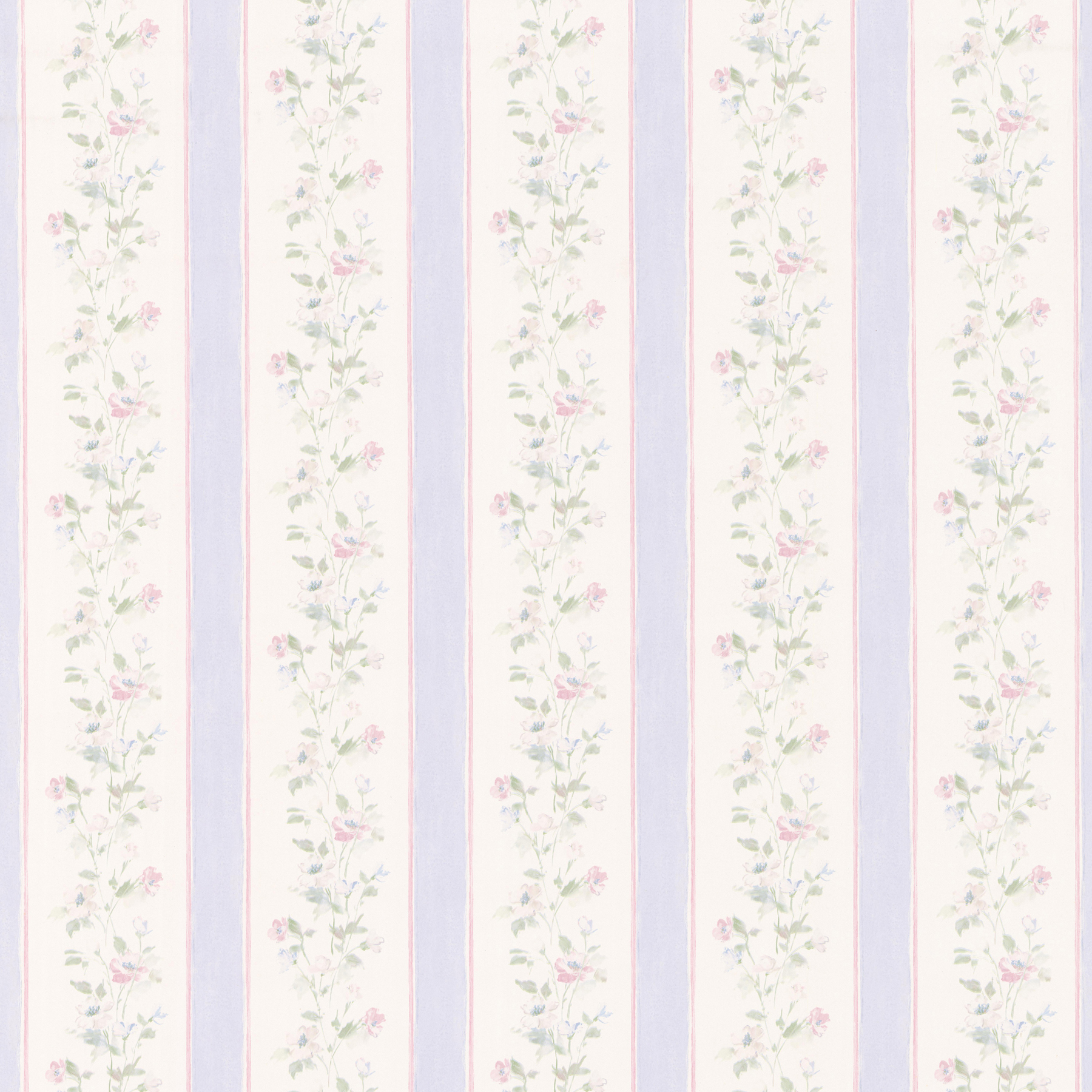 Emma Purple Floral Stripe Wallpaper