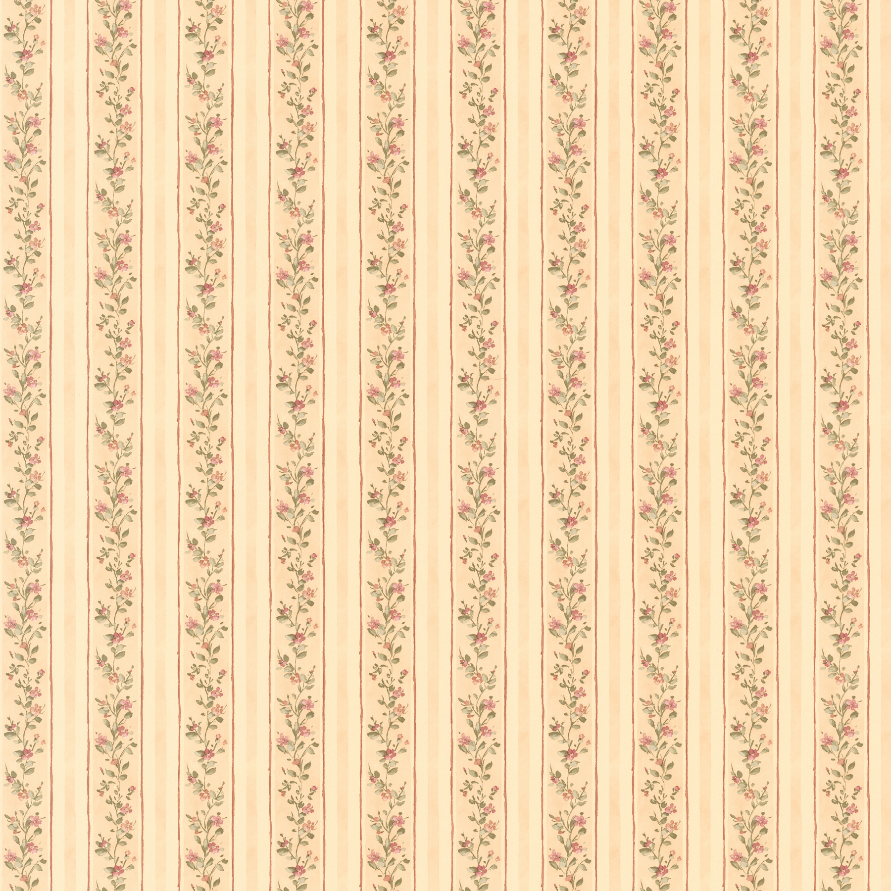 Emily Beige Floral Stripe Wallpaper