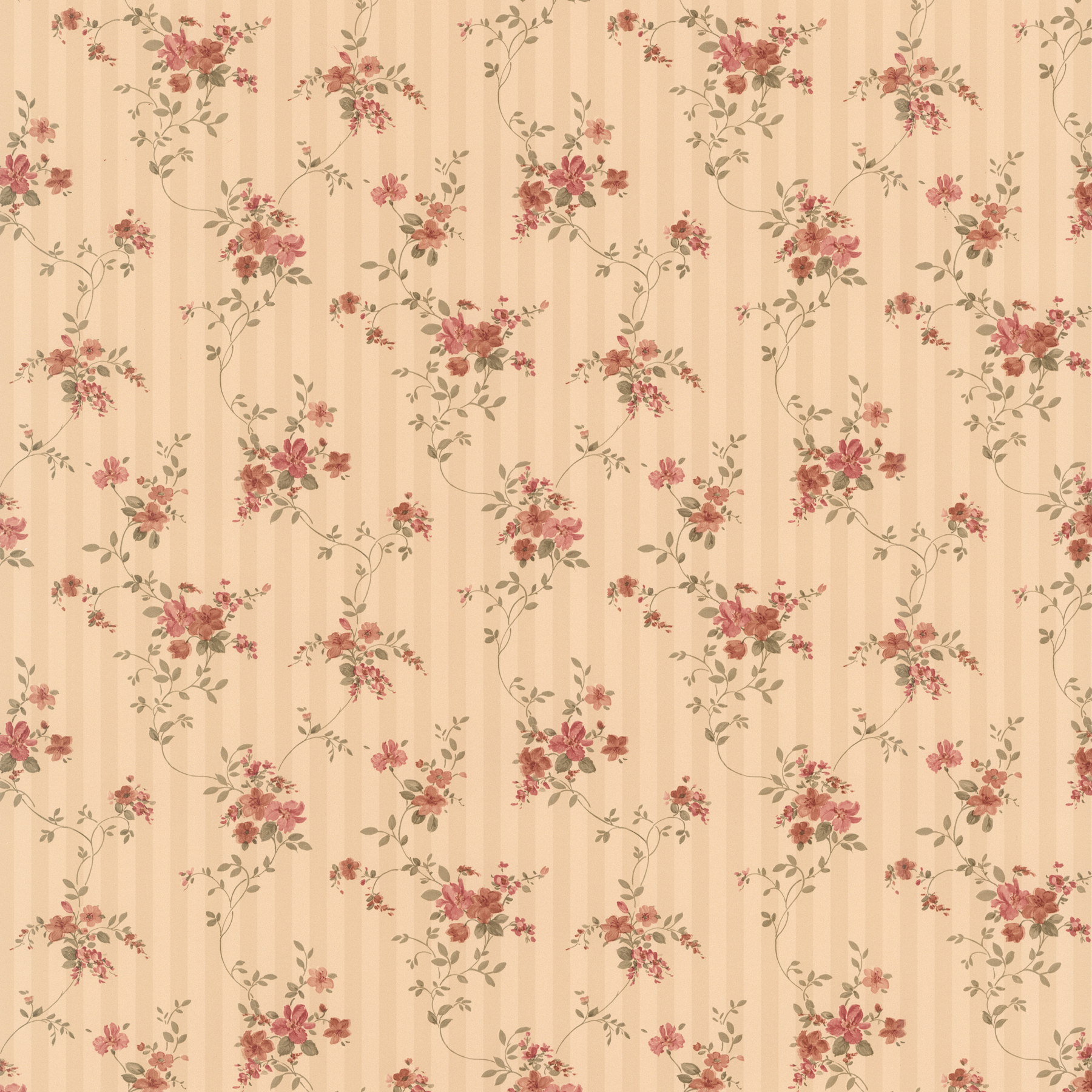 Laurie Beige Floral Stripe Wallpaper