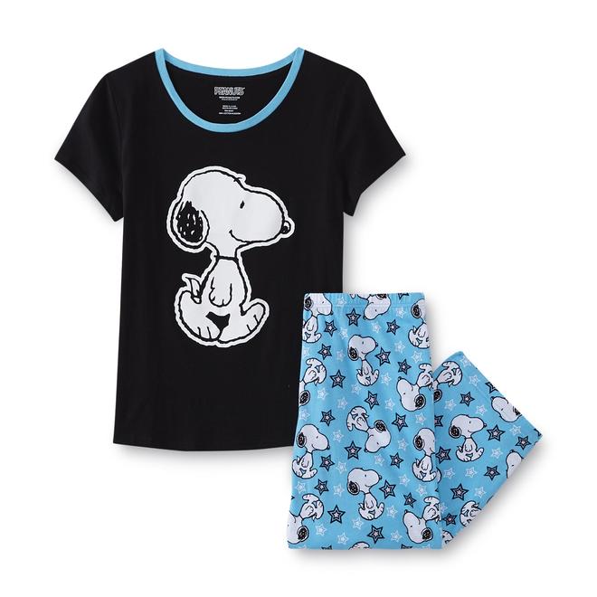 Peanuts By Schulz Snoopy Women's Pajama Top & Pants Clothing, Shoes